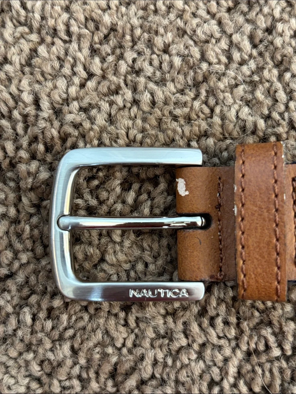Nautica Tan Leather Belt with Silver Buckle